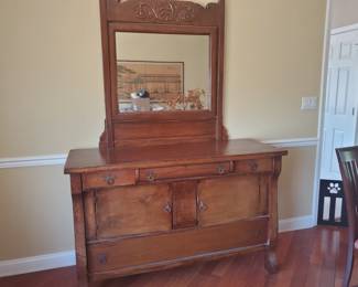 Oak Buffet Server with Mirroir antique