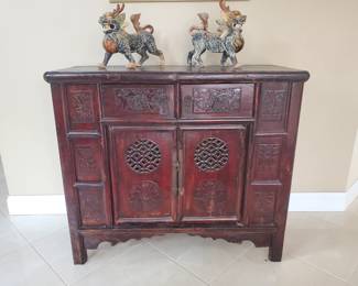 Chinese Table with carved doors antique