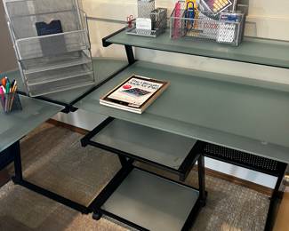 L shaped glass/metal work station