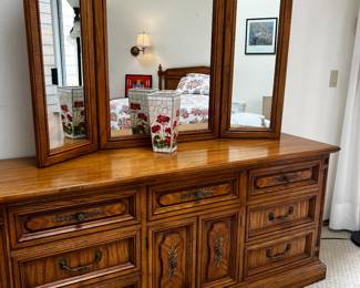 Dixie 9 drawer Tuscan style dresser + mirror
