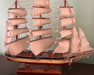 Vintage Cutty Sark Wooden and Fabric 1869 British Royal Navy Clipper Ship Model