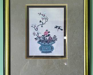 Chinese Framed Art - Tree Of Knowledge With Blue Bird