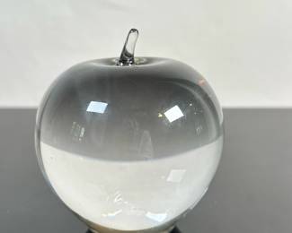 Tiffany & Co. Art Glass - "Apple" | Vintage (1980's-1990's) Tiffany & Co. art glass apple-shaped paperweight, with maker's mark on underside. - h. 3.5 x w. 3.5 in