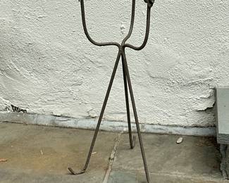 Wrought Iron Plant Stand - Tripod | Vintage (mid-century) wrought iron, tripod (three-legged) plant stand.
- h. 26.5 x w. 9.5 in