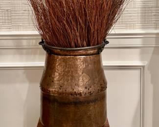 Wood Pedestal & Copper Bucket with Asian Willow