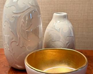 Celadon Vases & Michael Wainwright Pottery Bowl