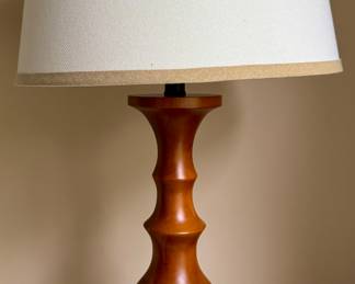 (2) Sculptural Wood Table Lamps