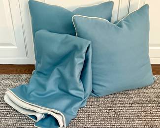 (2) Down Pillows & Matching Thrown