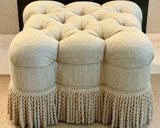 Tufted Ottoman with Fringe Skirt