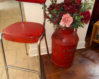 Vintage red vinyl seat kitchen stool