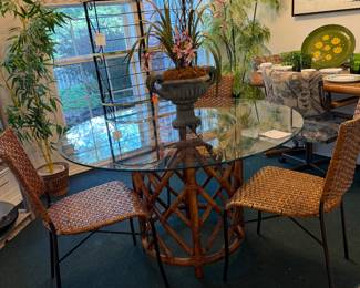 Glass Top Dining Table with Three Chairs