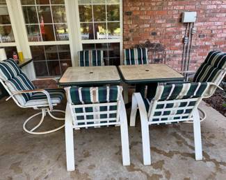 Patio Chairs and Tables. We have 4 of these tables.