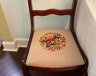 set of 6 chairs, vintage, needlepoint seats
