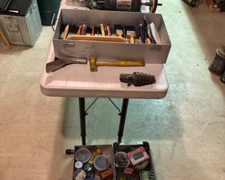Many tools & hardware items in basement tool area