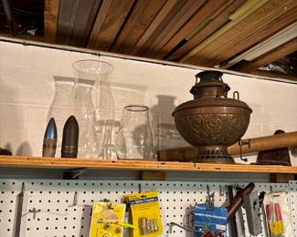 old brass oil lamp
