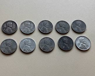 COLLECTION OF 10 STEEL WHEAT PENNIES