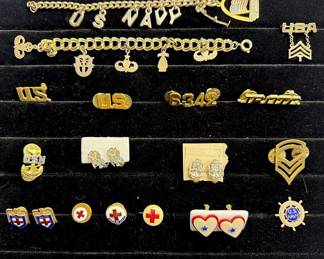Military Pins, Earrings, And Bracelets
