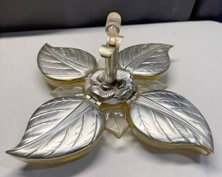 Vintage LeafShaped Divided Serving Tray with Lucite Handle