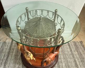End table carousel horse with the Glass top
