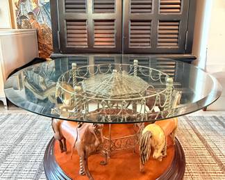 Rotating carousel horse cocktail table