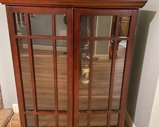 Antique Curio - Multi-shelf wood cabinet with wood shelving 48x15.5x38