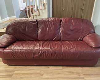 Soft leather makes this a great sofa to lounge on while hanging out in your media room. It's very comfortable, and it's easy to get a good nap on! 30.5 x 34 x 80