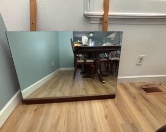 Heavy-duty mirror for bedroom dresser. 42 in wide by 30 inches high.
Could be attached to a bedroom dresser or, rest on other types of furniture to create style in any room.