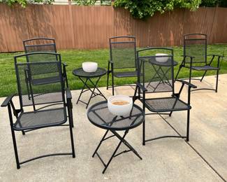 Outdoor folding chairs and side tables