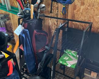 Golf clubs and rack