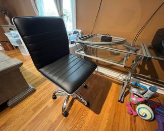 (2) glass desks and office chair......