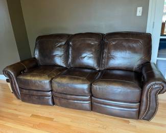 Leather double reclining sofa.....
