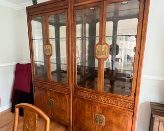 (2) Henredon lighted display cabinets with flatware drawers.....