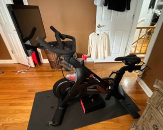 Peloton bike, mat and shoes......