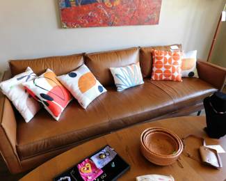 Full Leather West Elm sofa