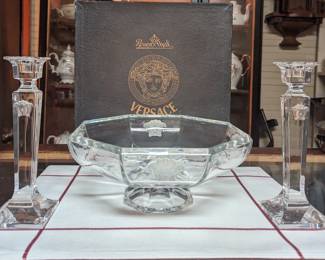 Versace Medusa large bowl and candle sticks 