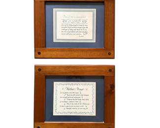 Original framed calligraphy prayers