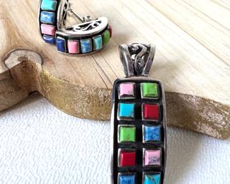 Silpada pierced earrings and necklace pendant sterling 925