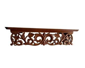 Carved wood wall shelf