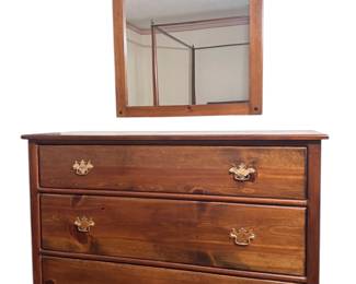 Amish made wood dresser and mirror