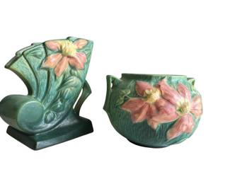 Roseville Clematis Vase & Bowl
