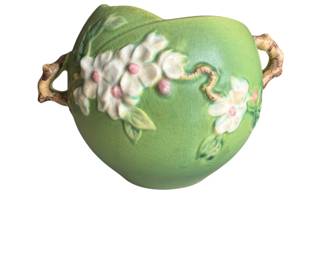 Roseville Apple Blossom Green Pottery Bowl