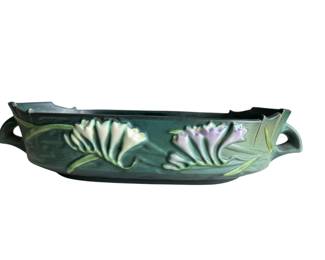 Roseville Pottery Freesia Pattern Green Console Bowl