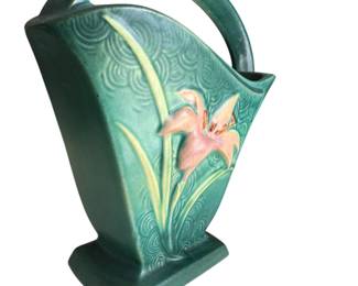 Roseville Art Pottery Zephyr Lily Basket Vase / Planter