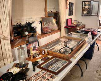 Barber supplies, video games, vintage art