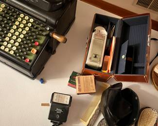 Vintage camera and RC Allen cash register
