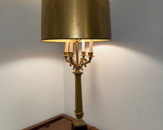 Tall vintage lamp with foil shade