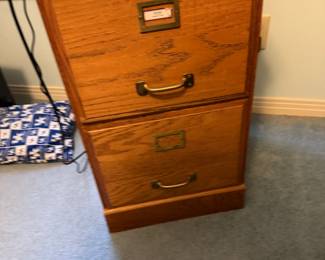 Oak two drawer file cabinet