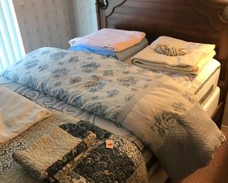 Full size mattress set  and frame. Linens too!