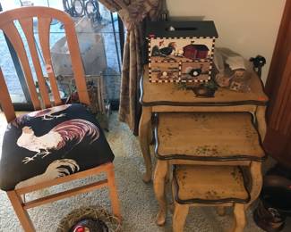 Another set of nesting tables and a rooster chair!