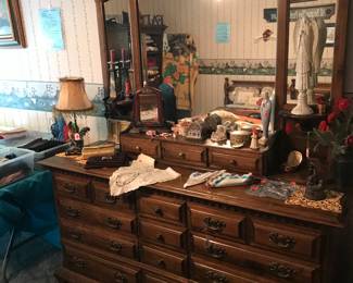 Nice dresser with mirrored hutch!
